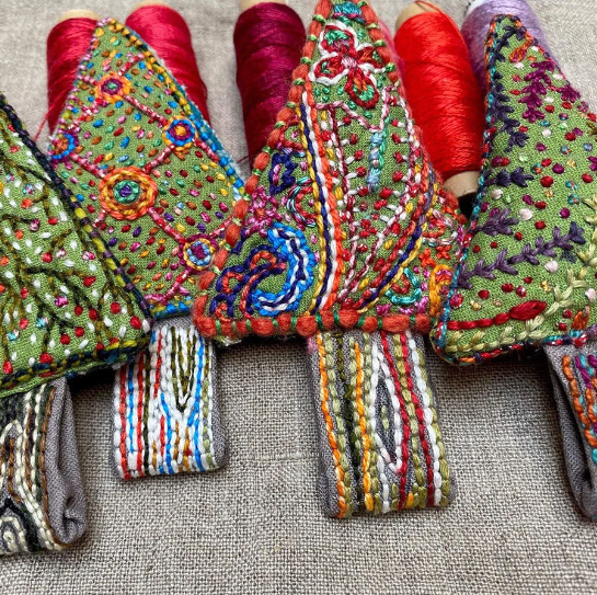 Tree Ornaments - Embroidery Sampler Panel by Dropcloth Samplers