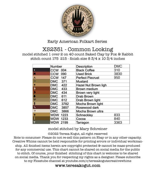 Common Looking - Cross Stitch Pattern by Teresa Kogut