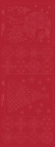 Sashiko Panel in Christmas Red
