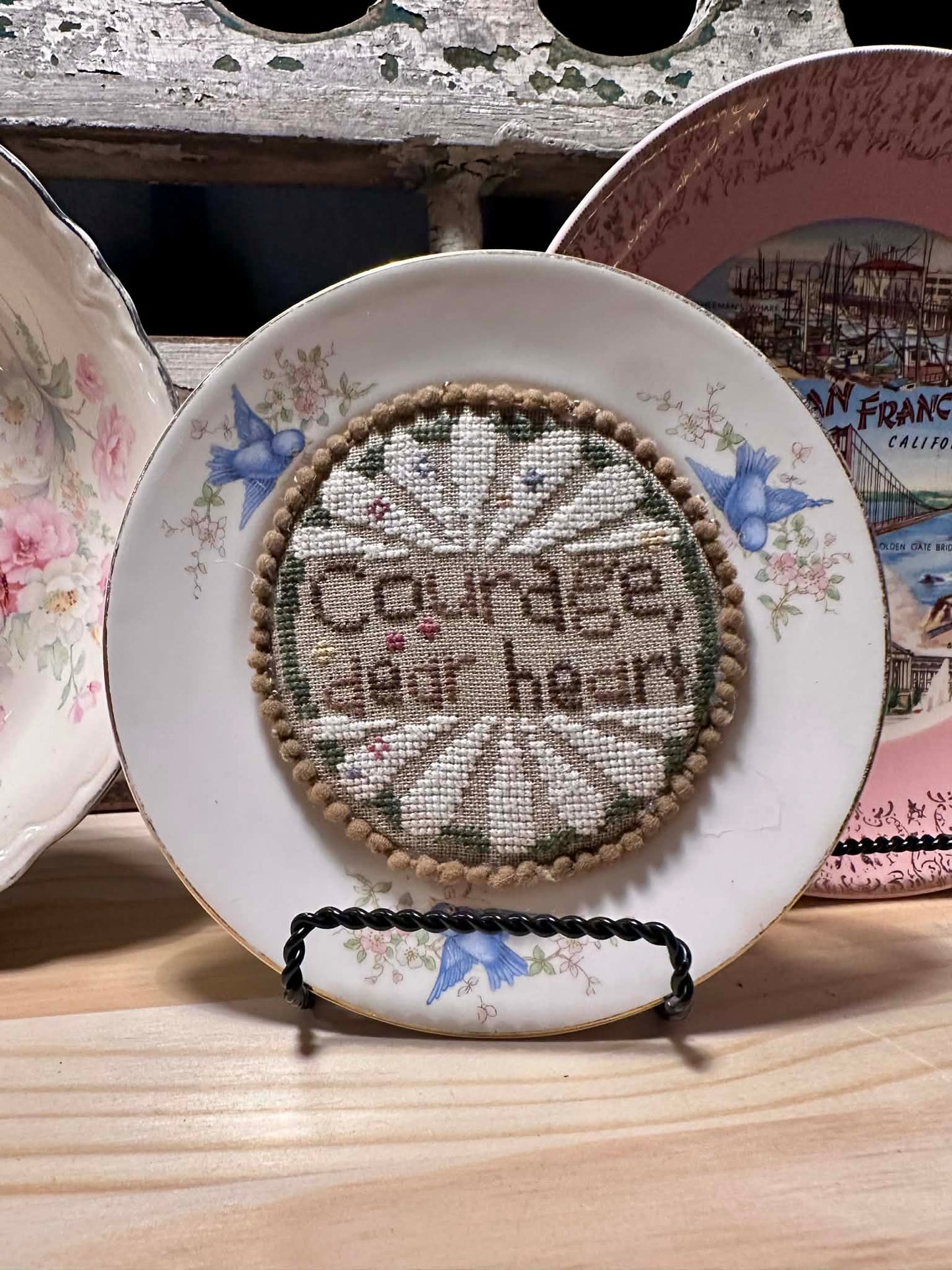 Courage Dear Heart Plate-itude - Cross Stitch Pattern by Bent Creek PREORDER