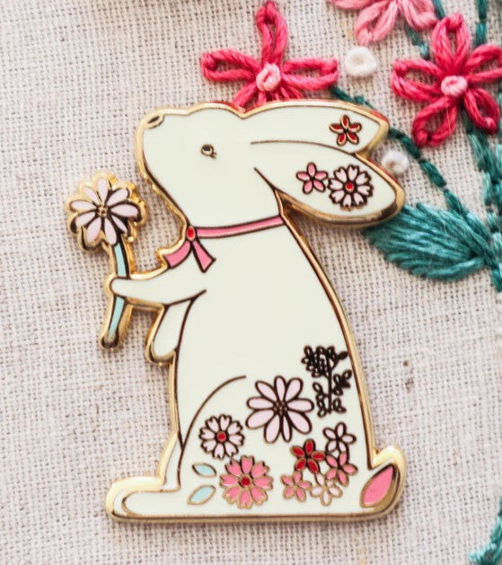 Floral Bunny Needle Minder by Flamingo Toes
