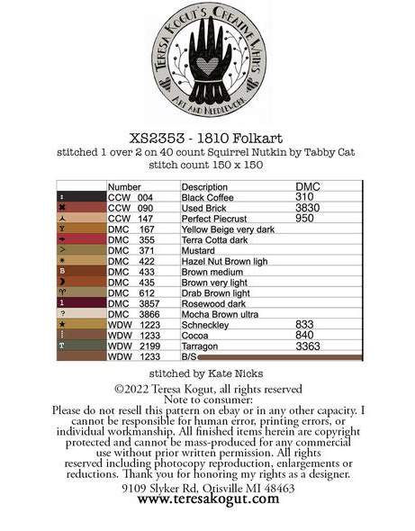 1810 Folkart - Cross Stitch Pattern by Teresa Kogut
