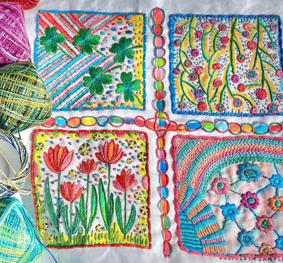 Garden Path - Embroidery Sampler Panel by Dropcloth Samplers