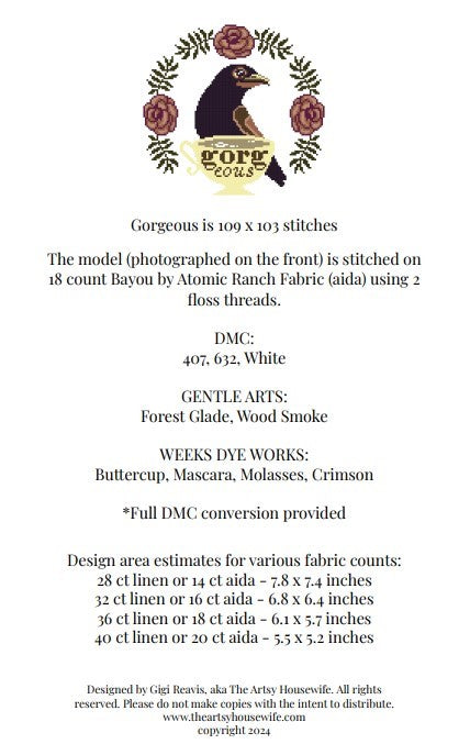 Gorgeous - Cross Stitch Pattern by The Artsy Housewife