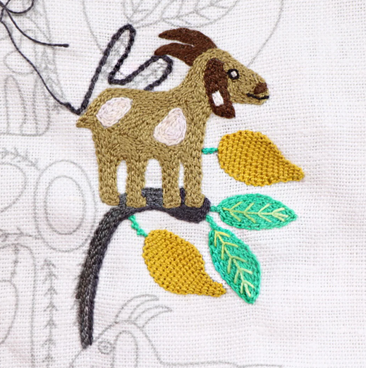 Belgian Linen Embroidery Panel - Grazing the Argon