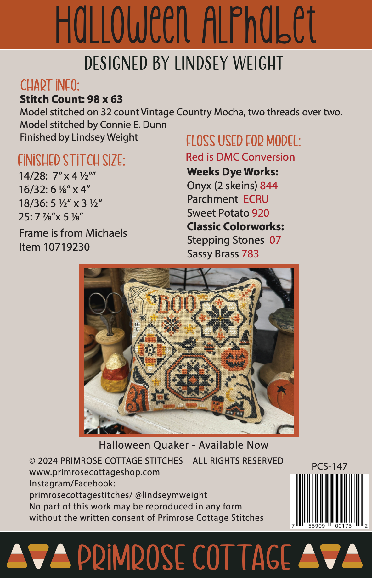 Halloween Alphabet - Cross Stitch Pattern by Primrose Cottage