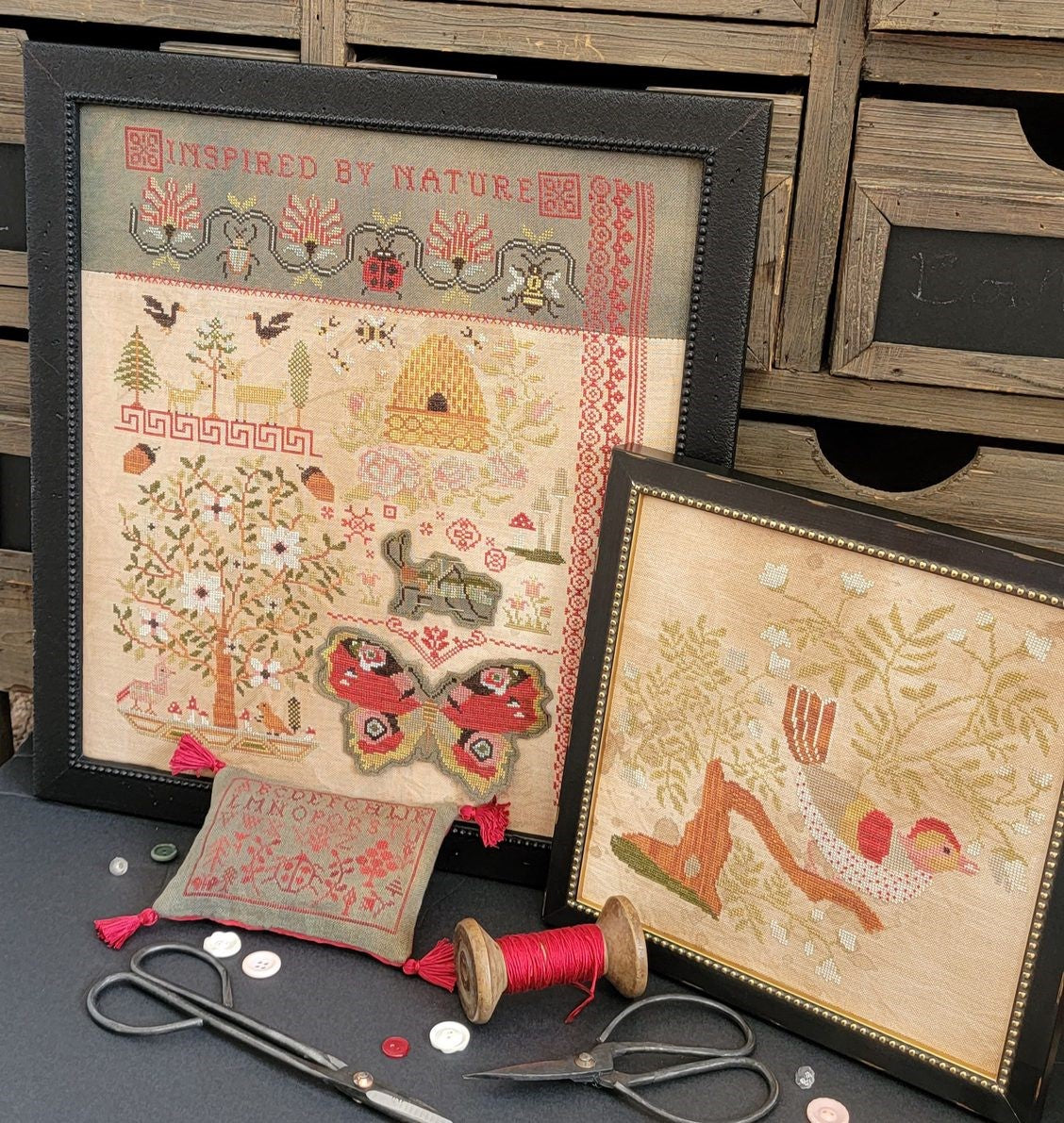 Inspired by Nature - Reproduction Sampler Pattern by Quaint Rose Needlearts