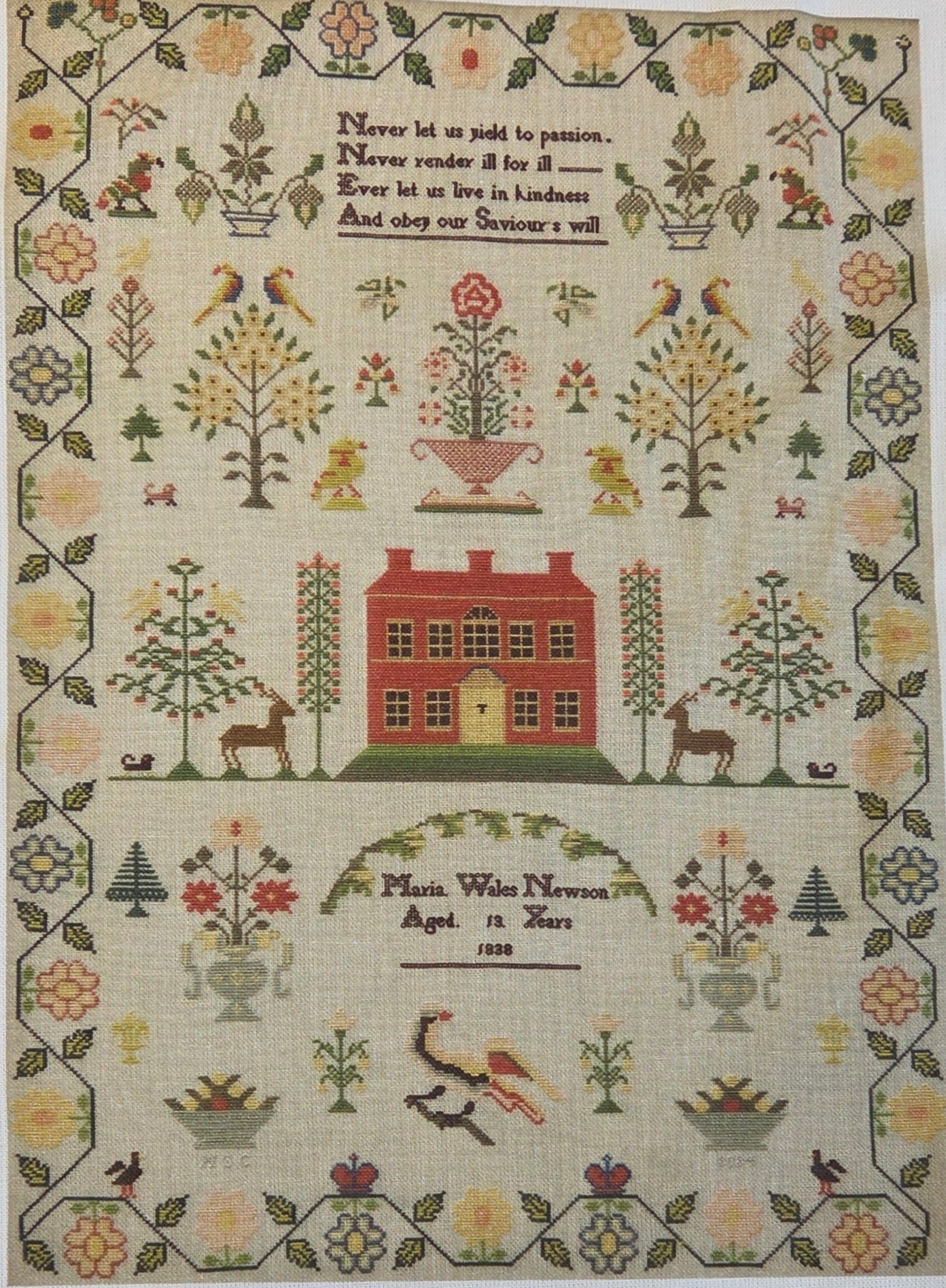 Fabric Panel for Maria Wales Newson by Hands Across the Sea Samplers