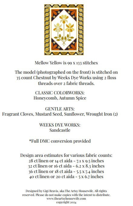 Mellow Yellow - Cross Stitch Pattern by The Artsy Housewife