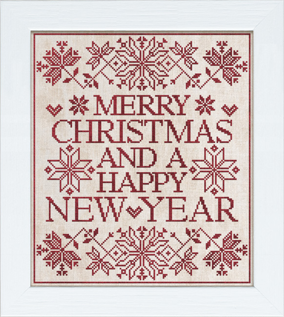 Merry Christmas and a Happy New Year - Cross Stitch Pattern by Modern Folk Embroidery
