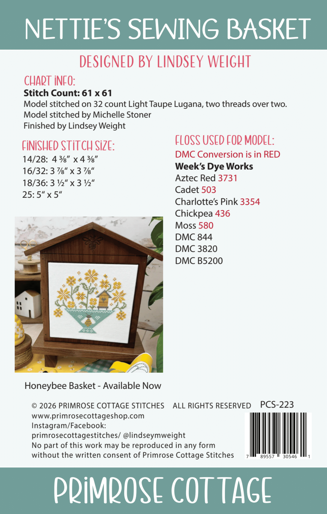 Nettie's Sewing Basket - Cross Stitch Pattern by Primrose Cottage