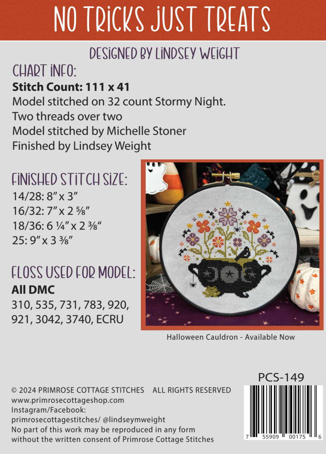 No Tricks Just Treats - Cross Stitch Chart by Primrose Cottage