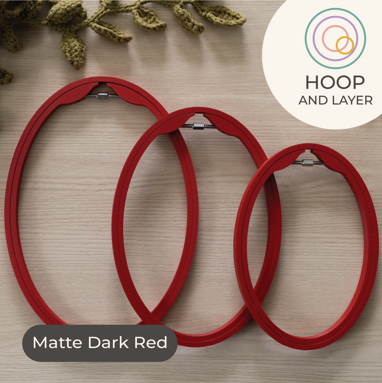Seamless Oval Embroidery Hoop – Matte Dark Red