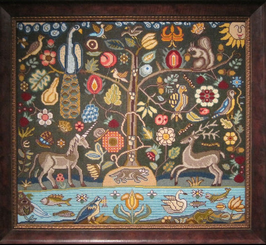 A Peacock, A Unicorn, A Badger - Reproduction Sampler Pattern by The Scarlet Letter