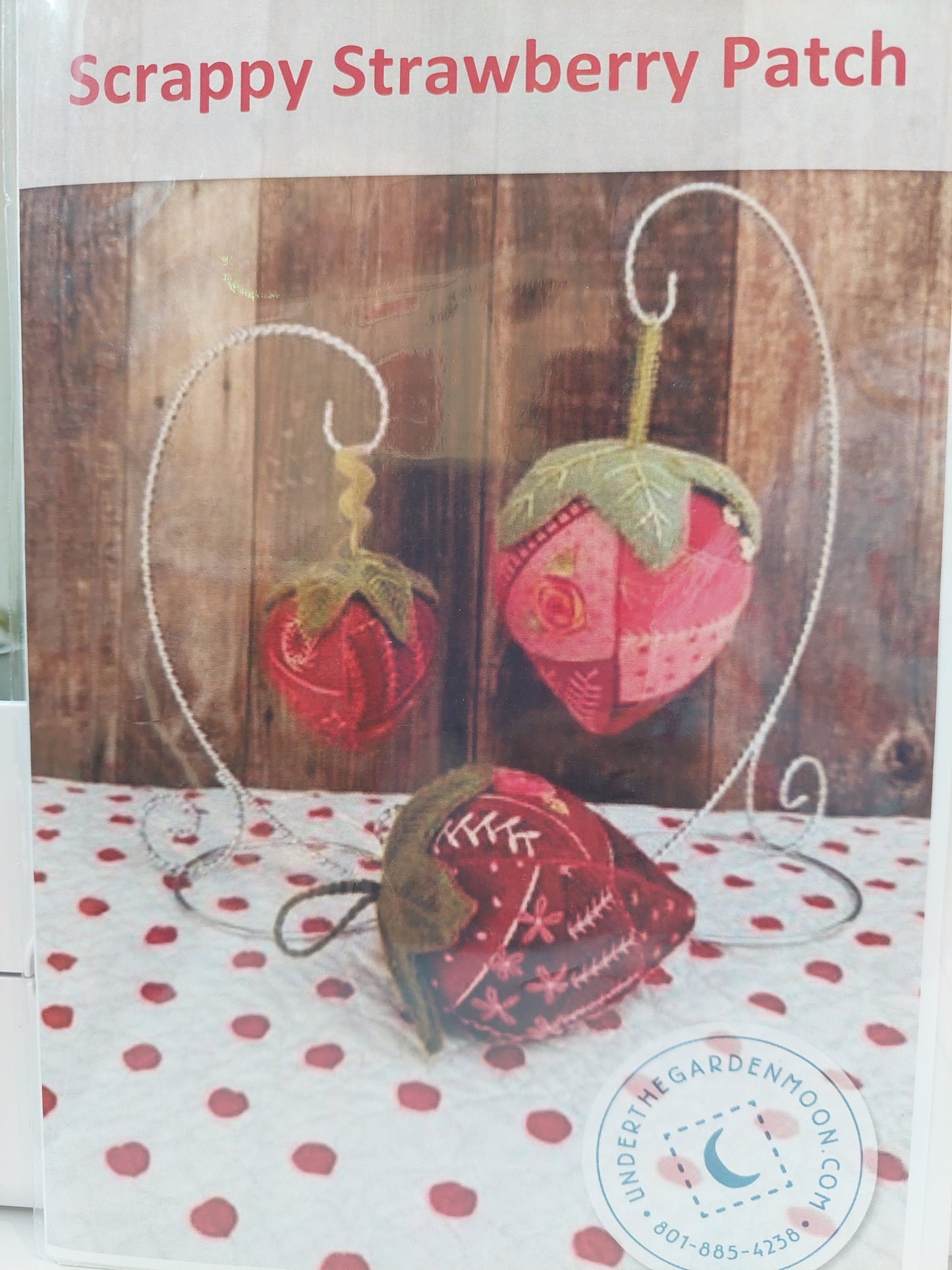 Scrappy Strawberry Patch - Wool embroidery pattern by Under the Garden Moon