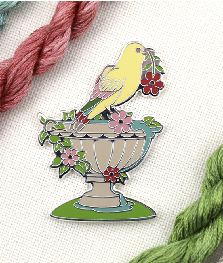 Sampler Bird Needle Minder by Cherry Hill Stitchery