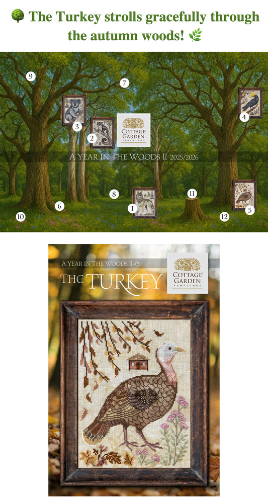 A Year in the Woods II #5 The Turkey - Cross Stitch Chart by Cottage Garden Samplings