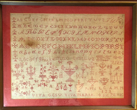 Viva Gesu Viva Maria, a Sampler of Italy - Sampler Reproduction Pattern by Cross Stitch Antiques