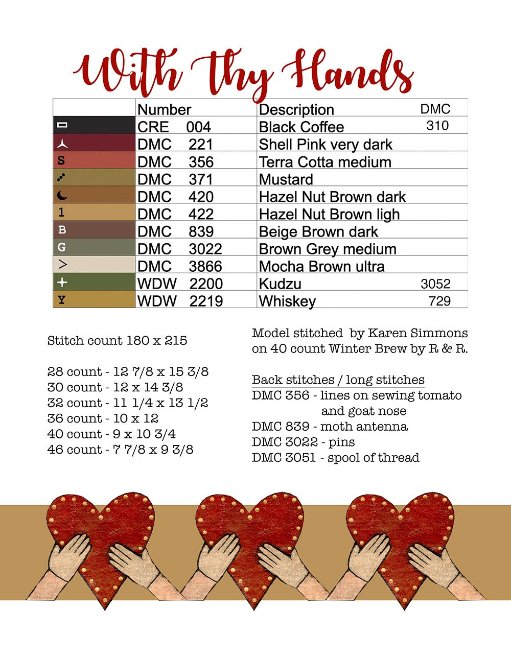 With Thy Hands - Cross Stitch Booklet 3 Patterns by Teresa Kogut