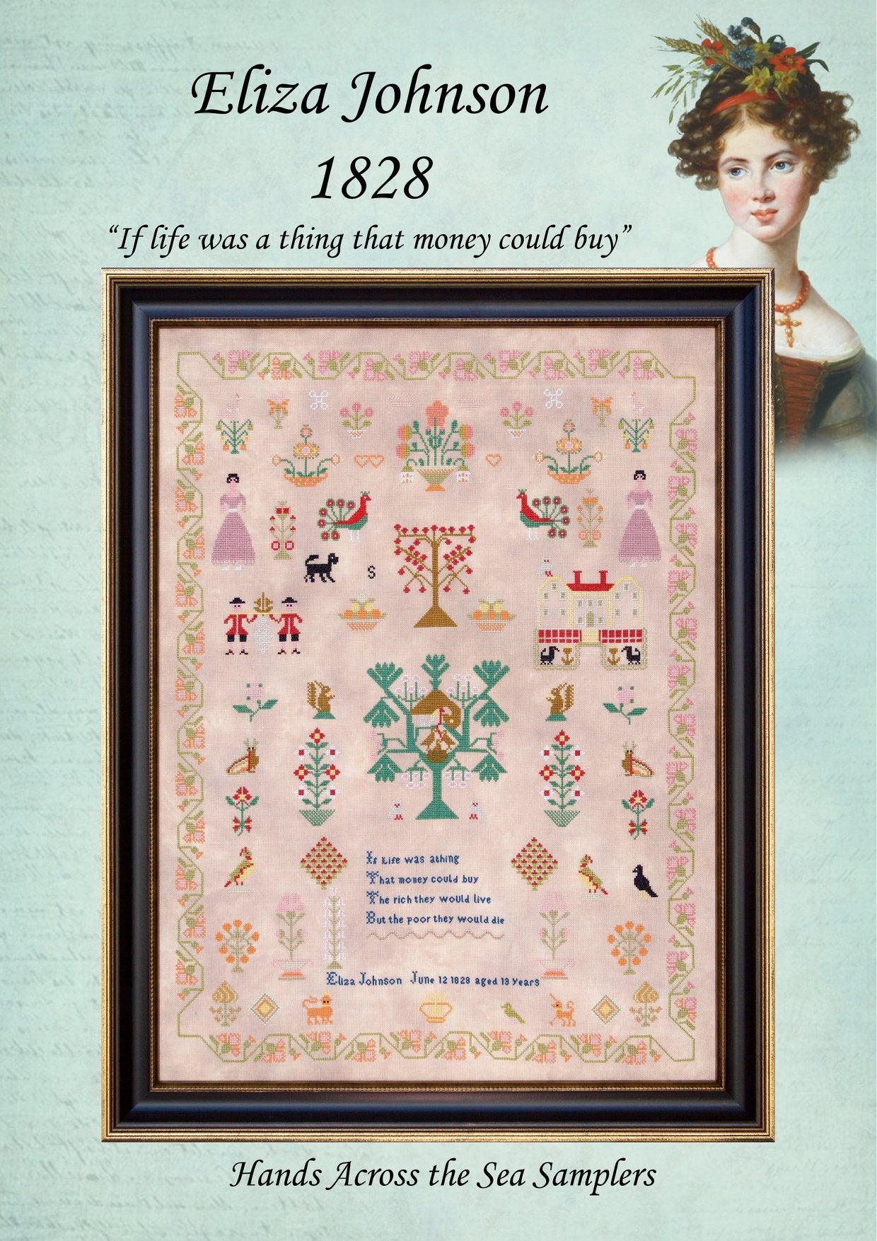Eliza Johnson 1828 ~ Reproduction Sampler Pattern by Hands Across the Sea Samplers