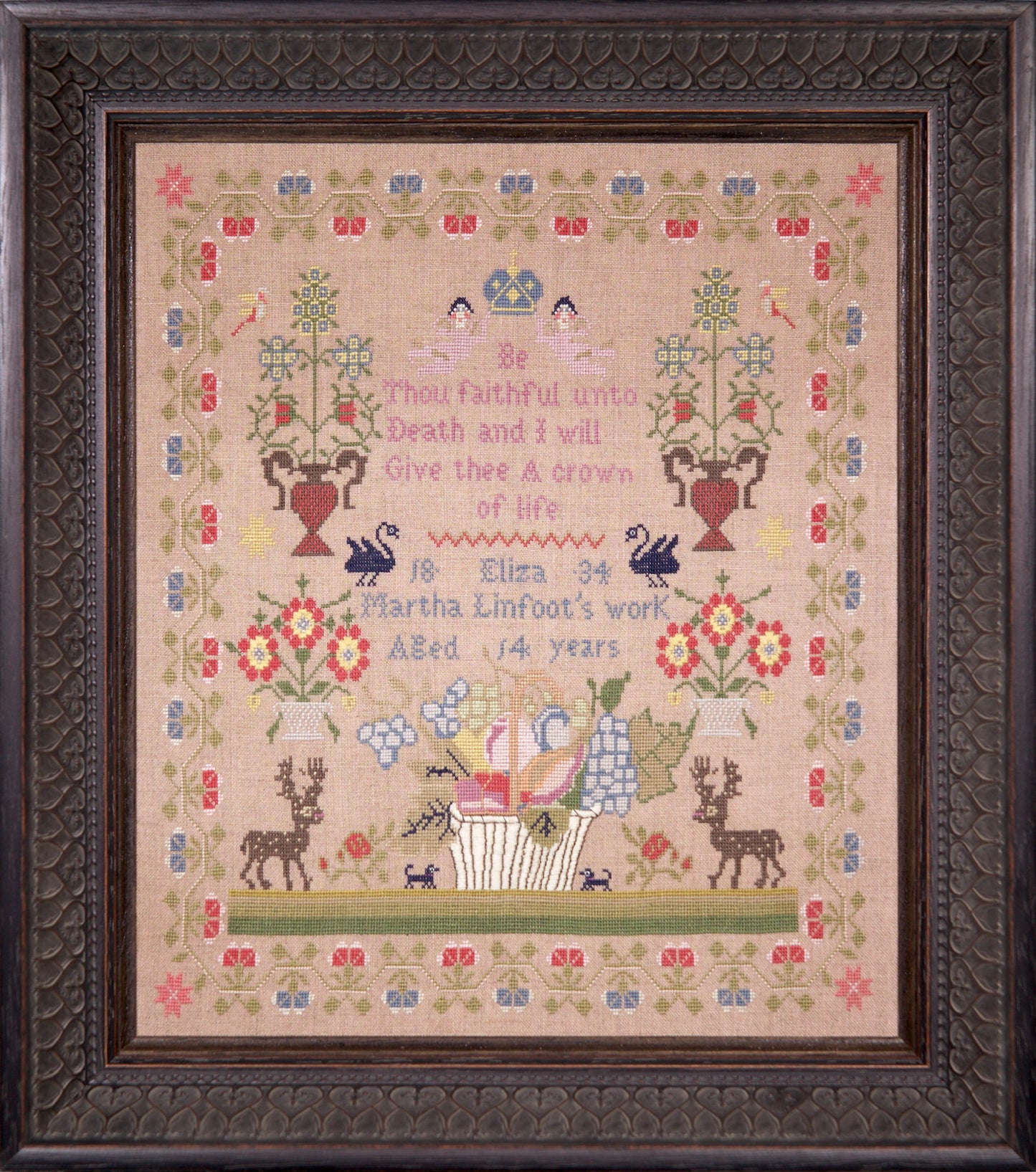 Eliza Martha Linfoot ~ Reproduction Sampler Pattern by Hands Across the Sea Samplers