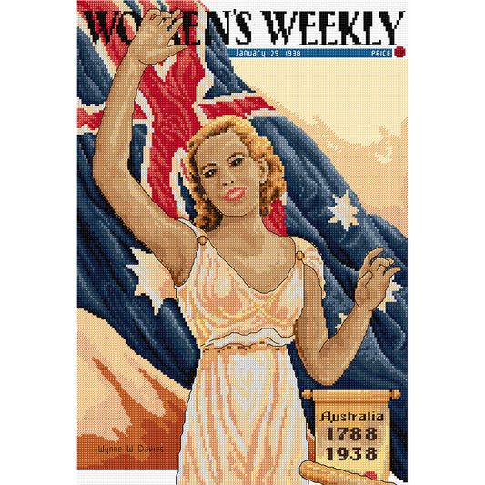 Girl with Flag - Cross Stitch Chart by Country Threads