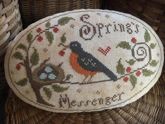 Spring's Messenger Pinkeep - Cross Stitch Pattern by Scattered Seed Samplers