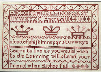 Cordelia Ancrum 1844 - Reproduction Sampler by Pineberry Lane