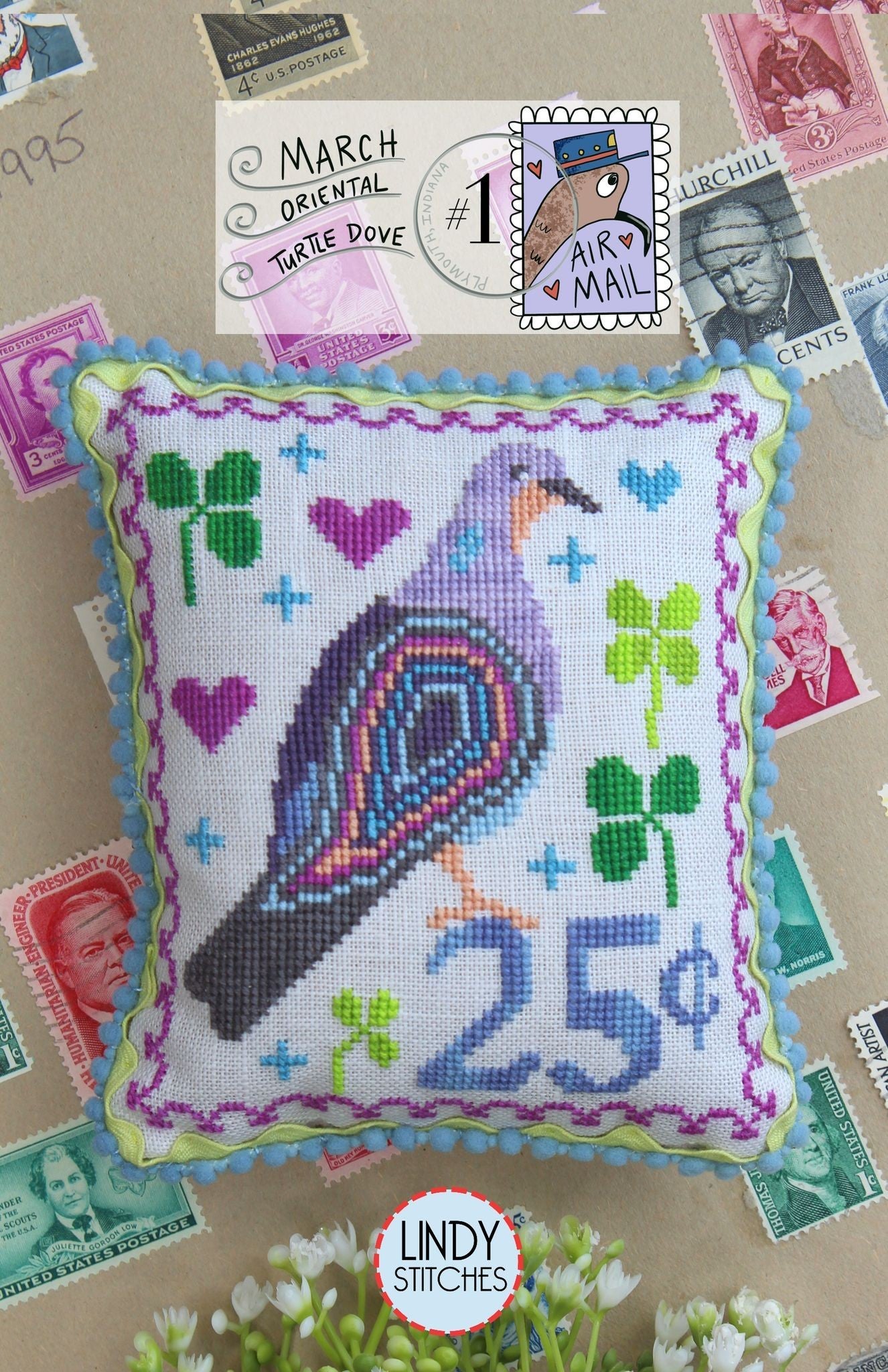 Air Mail March - Oriental Turtle Dove - Cross Stitch Pattern by Lindy Stitches