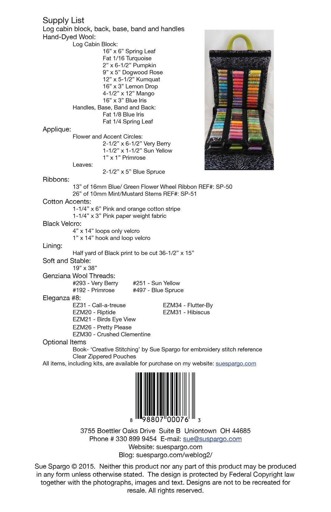 Allium Spool Sac - Pattern by Sue Spargo