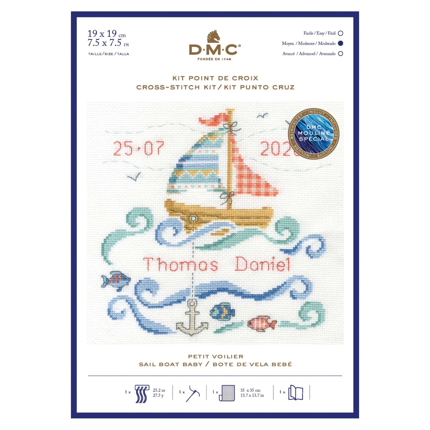 DMC BABY CROSS STITCH KIT- SAIL BOAT