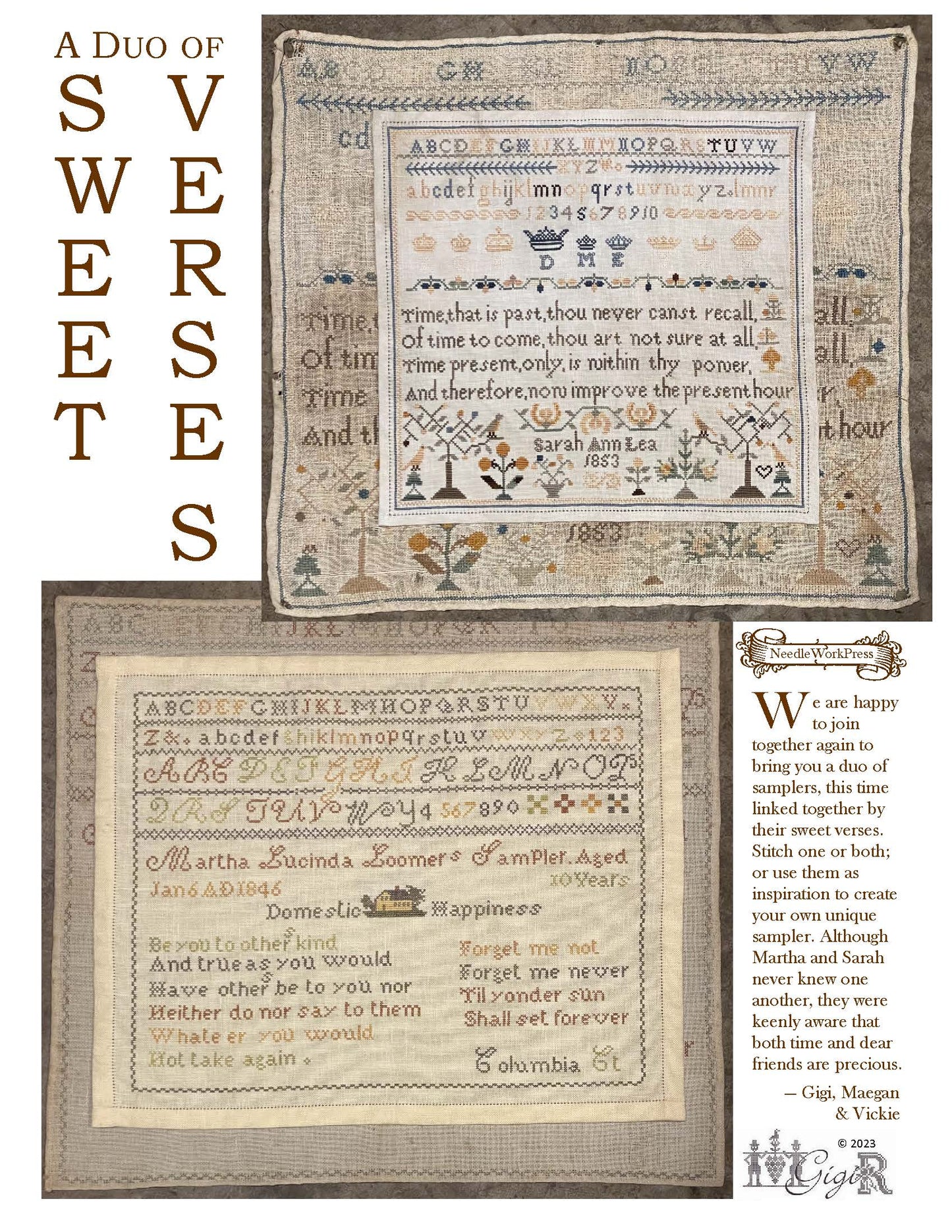 Sweet Verses Samplers - Cross Stitch Pattern by Needlework Press/Gigi R