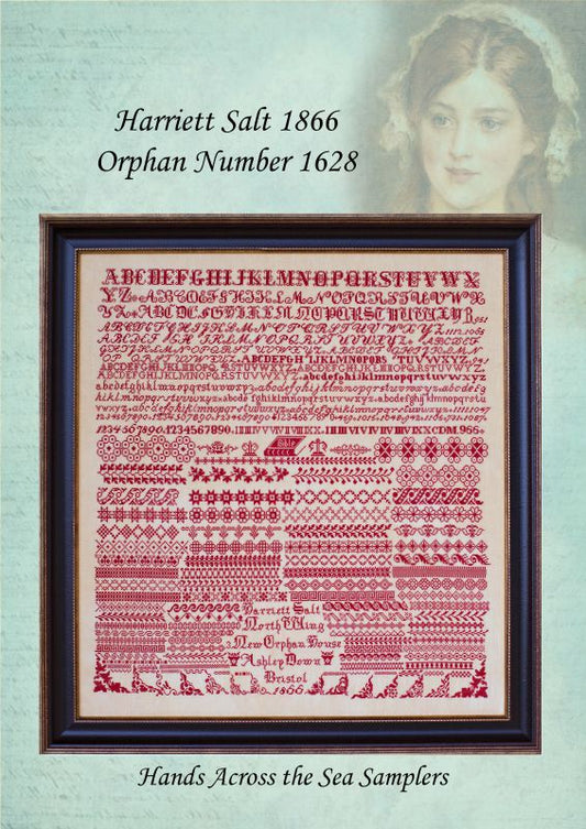 Harriet Salt 1866 ~ Reproduction Sampler Pattern by Hands Across the Sea Samplers