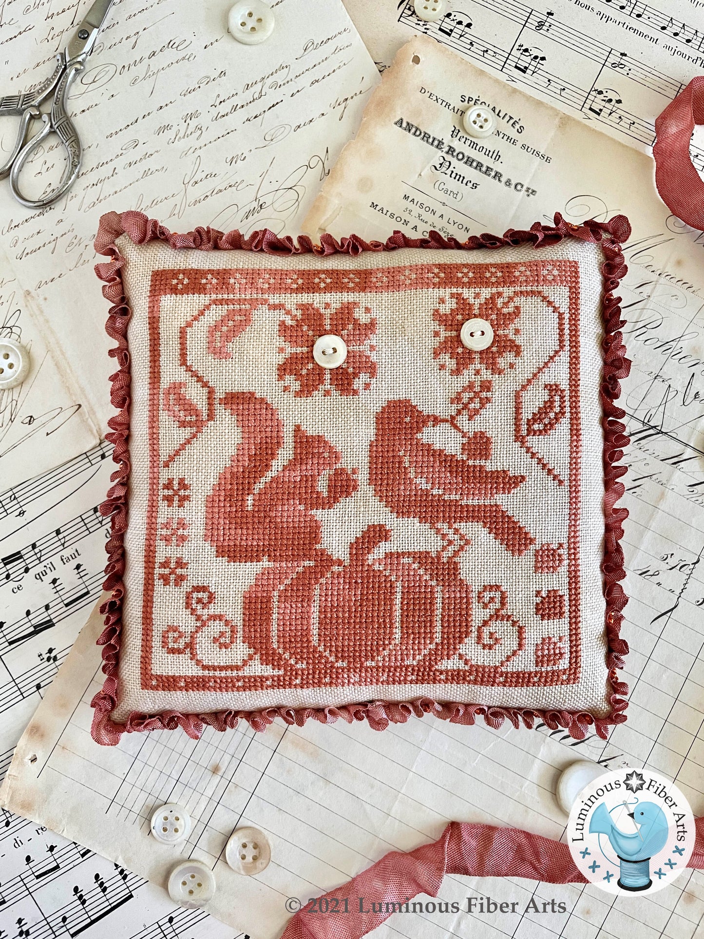 Gathering Acorns - Cross-stitch Pattern by Luminous Fibre Arts