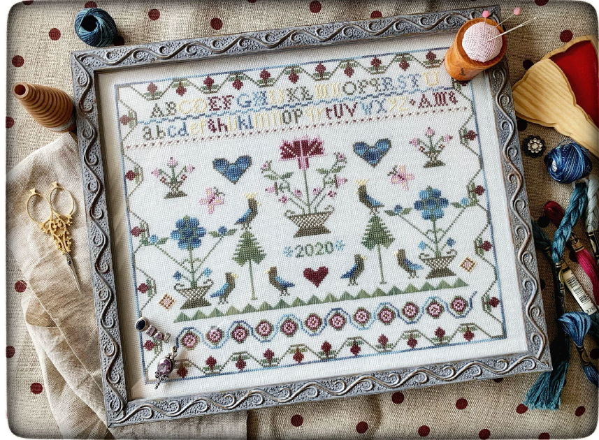 Hortensia Bleu - Sampler - Cross Stitch Chart by The Elegant Thread