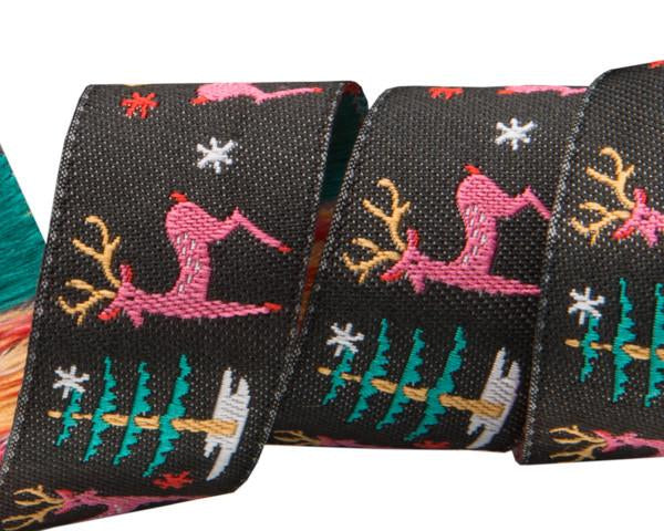 Deer and Tree on Black Ribbon - designed by Jessica Jones