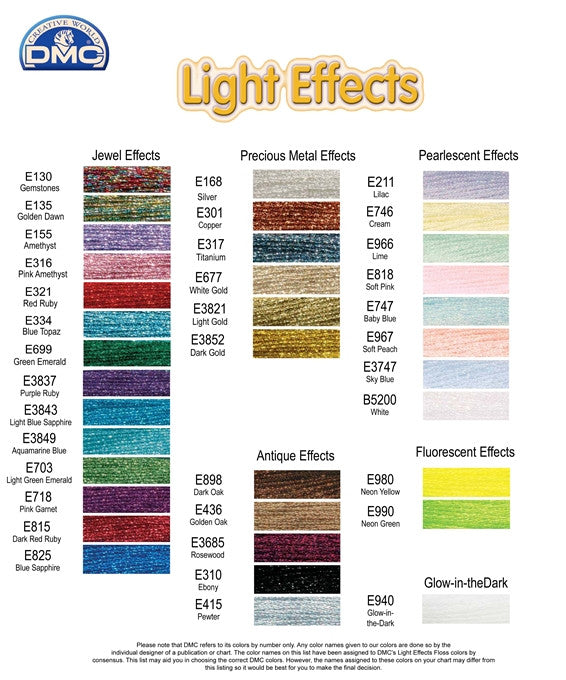 DMC Light Effects Stranded Metallic Threads