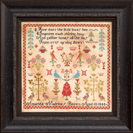 Amanda Malviney Brown 1844 ~ Reproduction Sampler Pattern by Hands Across the Sea Samplers