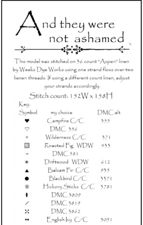 And They Were Not Ashamed - Cross Stitch Pattern by La D Da