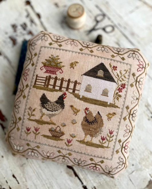 Spring Chickens Pinkeep - Cross Stitch Pattern by Stacy Nash