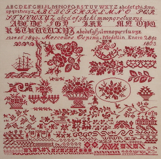 Mercedes Ospina 1863 - Reproduction Sampler by Queenstown Sampler Designs