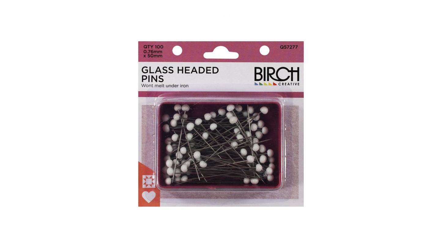 Glass Headed Pins Pk 100