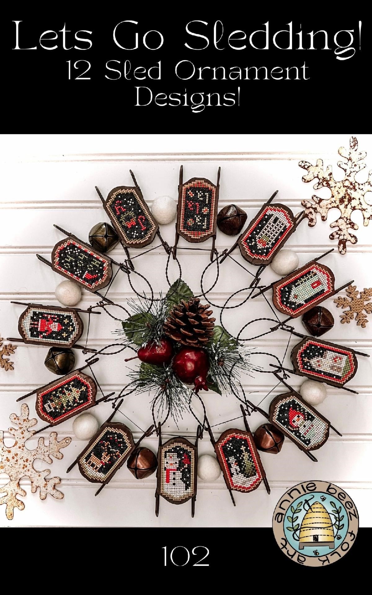 Let's Go Sledding - Cross Stitch Pattern by Annie Beez Folkart