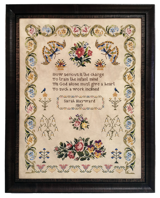 Sarah Hayward 1859 - Reproduction Sampler by Fox & Rabbit Designs