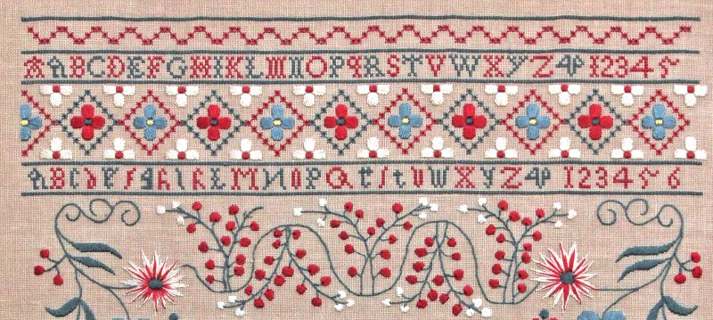 Sarah Mary Larkworthy 1727 ~ Reproduction Sampler Pattern by Hands Across the Sea Samplers
