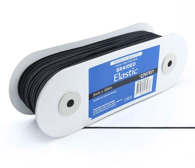 Braided Black Elastic by the metre