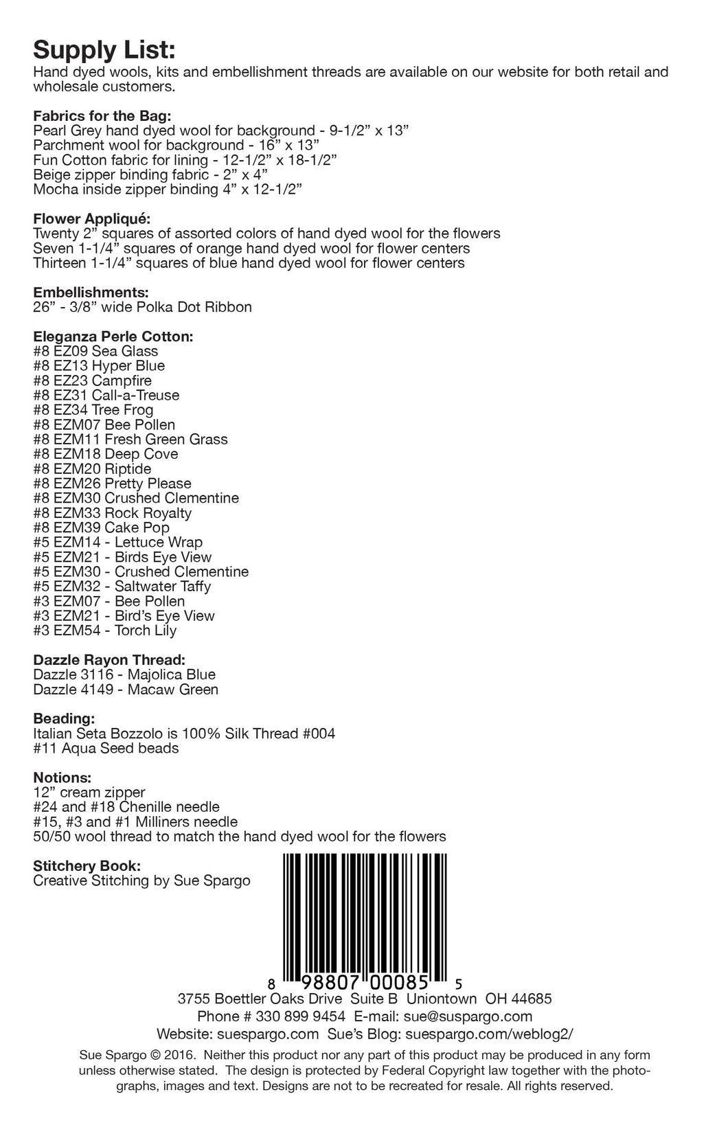 Summer Blooms Bag - Pattern by Sue Spargo