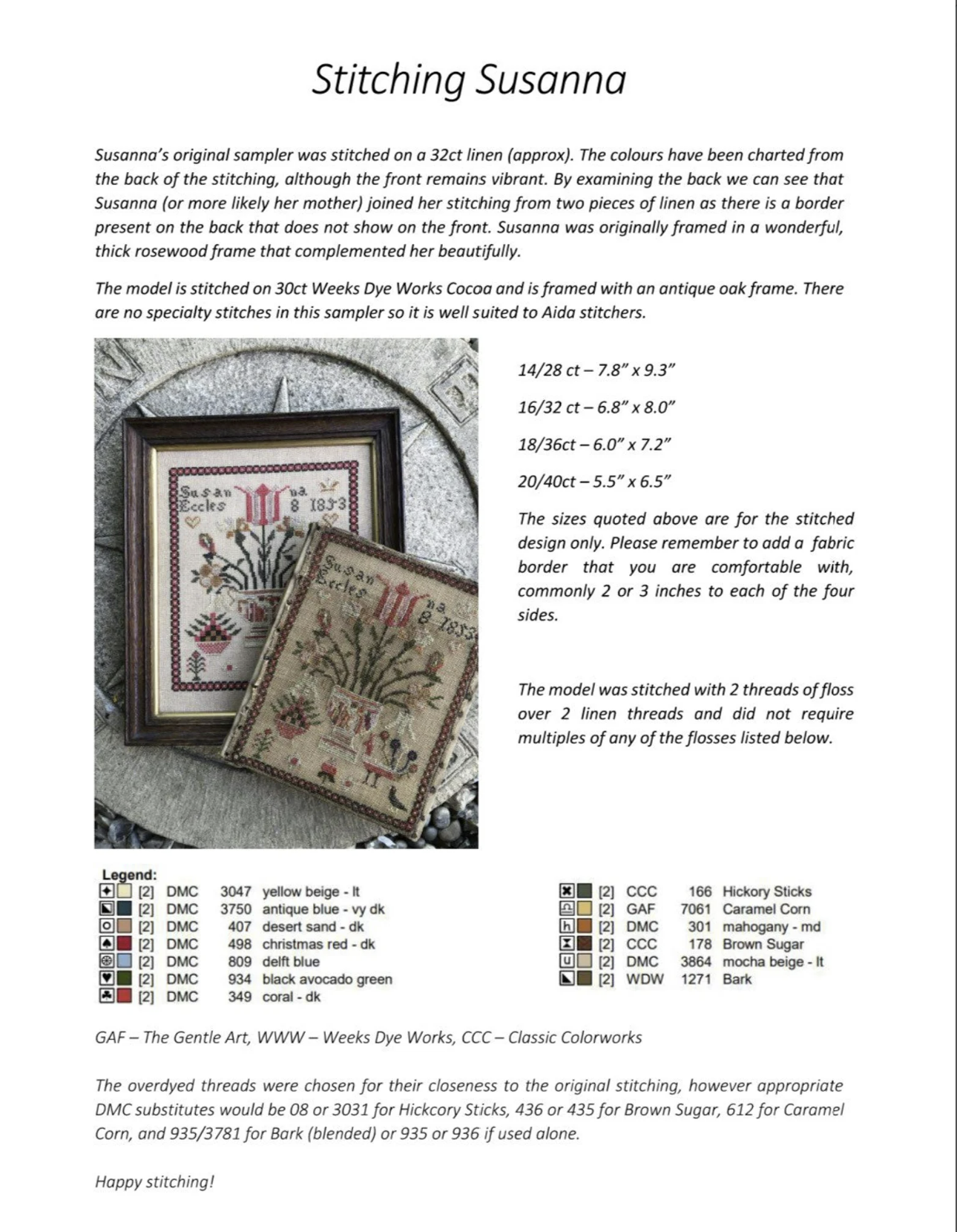 Susanna Eccles 1853 - Reproduction Sampler by Momma Loves You GB