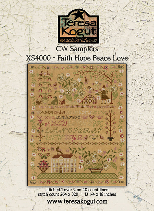 Faith Hope Peace Love - Cross Stitch Pattern by Teresa Kogut