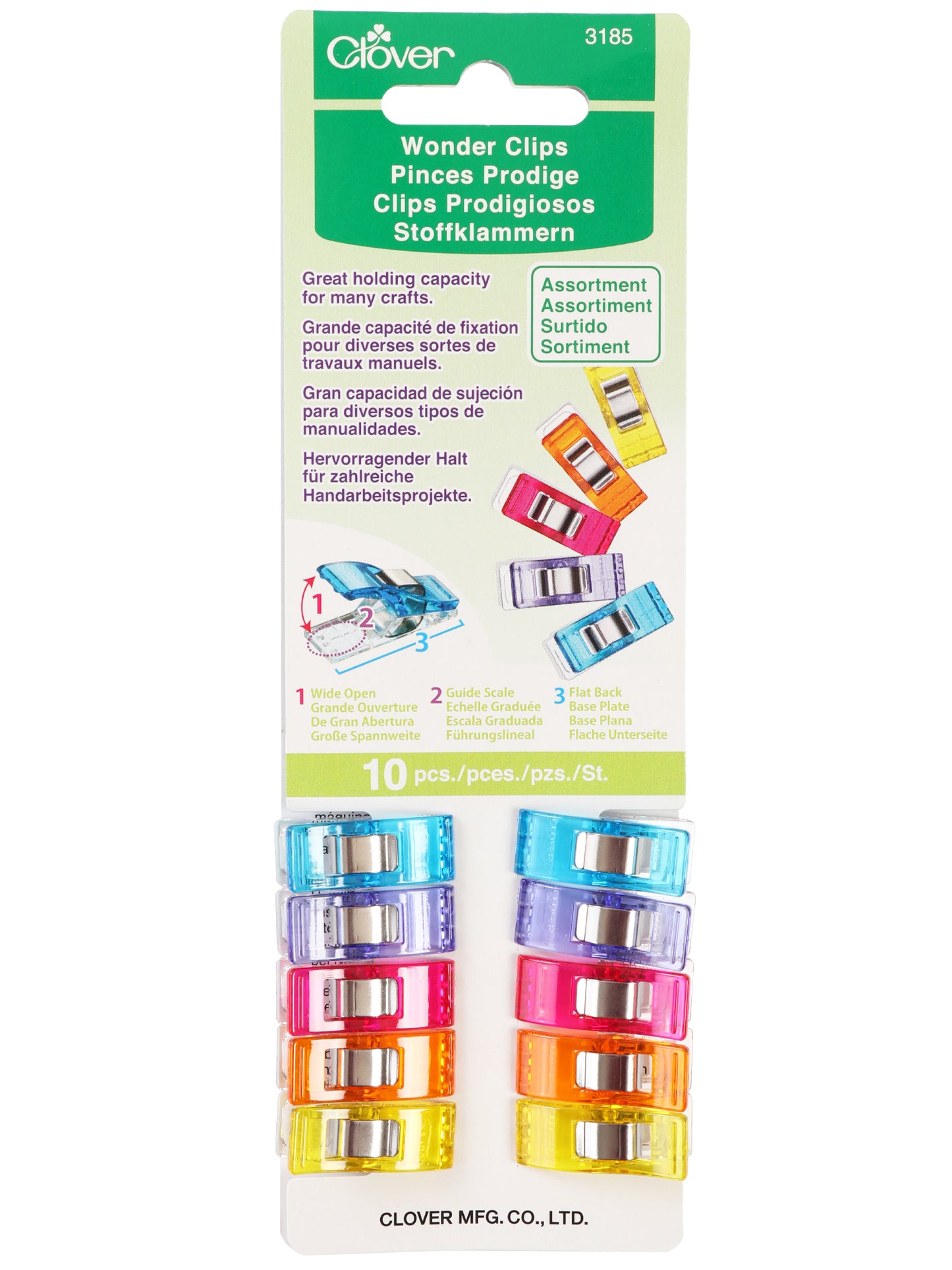 Clover Wonder Clips (10 pack) Assorted Colours